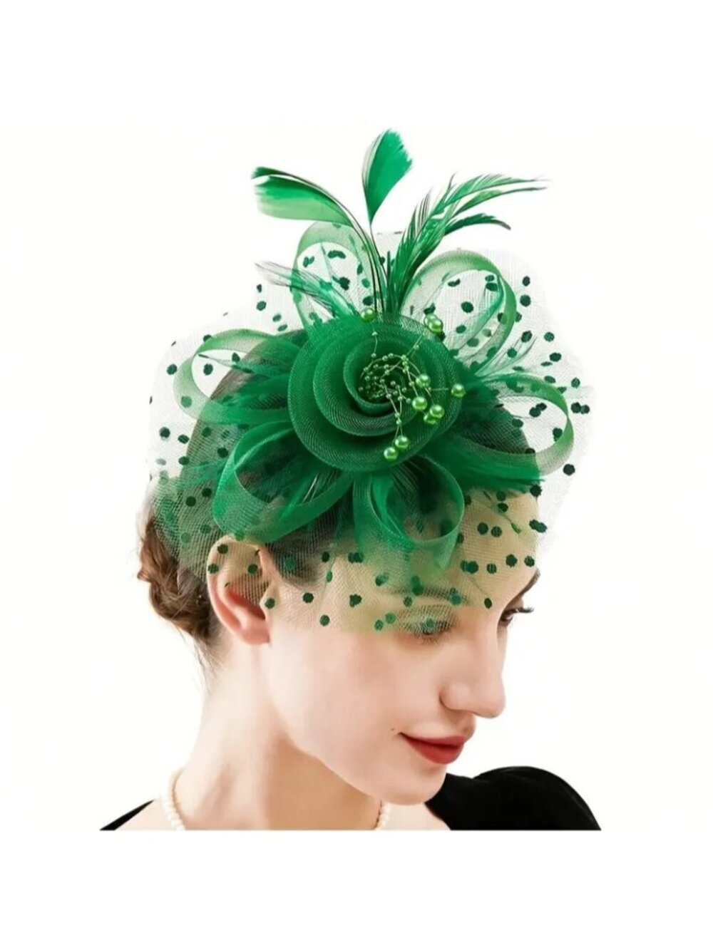 Fascinator Headwear Flower Shaped Mesh With Faux Feather Hairpin Women Tea Party